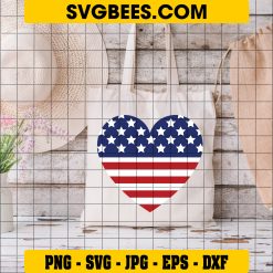 Fourth Of July SVG, American Flag Heart Independence Day 4th Of July SVG on Bag