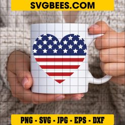 Fourth Of July SVG, American Flag Heart Independence Day 4th Of July SVG on Cup
