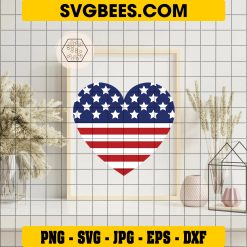 Fourth Of July SVG, American Flag Heart Independence Day 4th Of July SVG on Frame