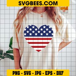 Fourth Of July SVG, American Flag Heart Independence Day 4th Of July SVG on Shirt