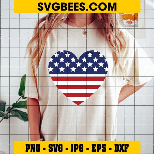 Fourth Of July SVG, American Flag Heart Independence Day 4th Of July SVG on Shirt
