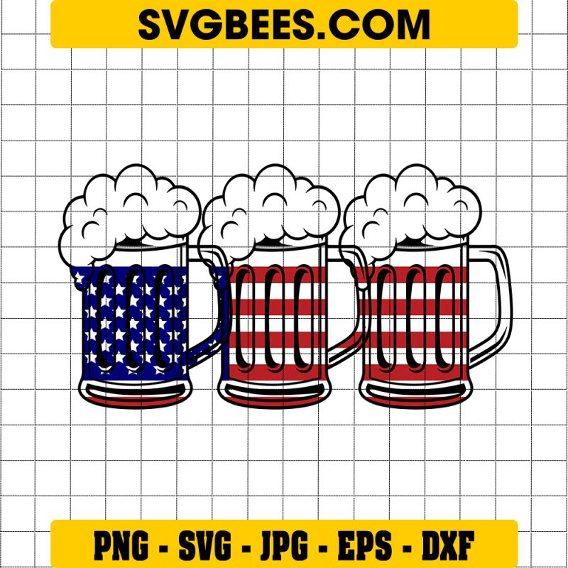 Fourth Of July SVG, Beer American Flag 4th Of July Merica Drinking Usa Retro Happy SVG