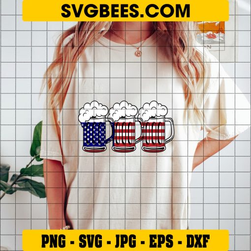 Fourth Of July SVG, Beer American Flag 4th Of July Merica Drinking Usa Retro Happy SVG on Shirt