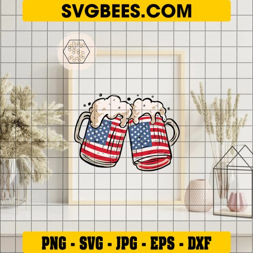 Fourth Of July SVG, Beer American Flag 4th Of July Merica Drinking Usa Terrific SVG on Frame