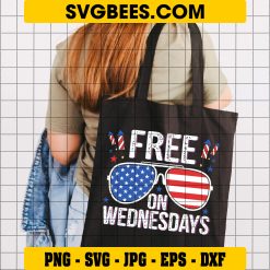 Free On Wednesdays SVG PNG, Sunglass American Flag SVG, 4th Of July DXF SVG PNG EPS on Bag