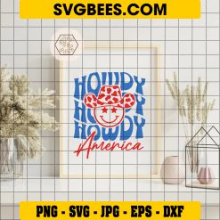 Howdy Western Country 4th Of July SVG, USA Flag Independence Day SVG, Howdy Patriotic DXF SVG PNG EPS on frame