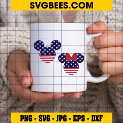 Mickey And Minnie Mouse Merica SVG PNG, Disney Mouse 4th Of July SVG, American Flag Disney Mouse DXF SVG PNG EPS on Cup