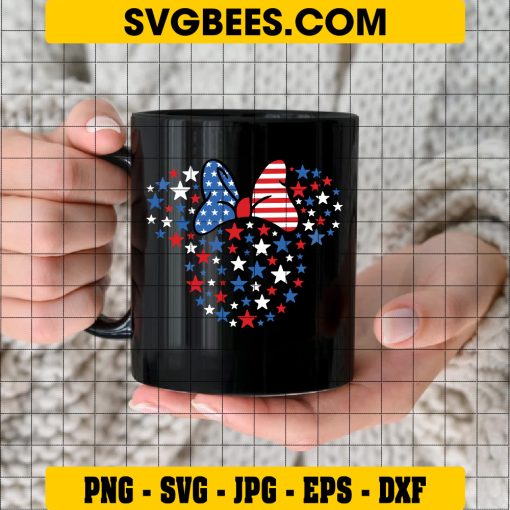 Mouse Head 4th of July Svg, America Mouse Svg Svg, Mouse Girl Svg on Cup