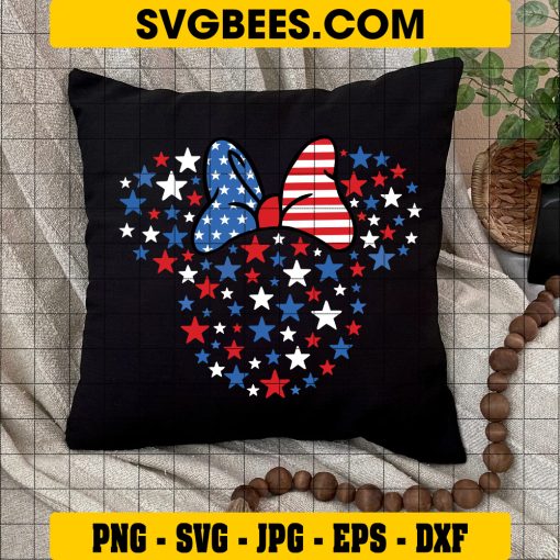 Mouse Head 4th of July Svg, America Mouse Svg Svg, Mouse Girl Svg on Pillow