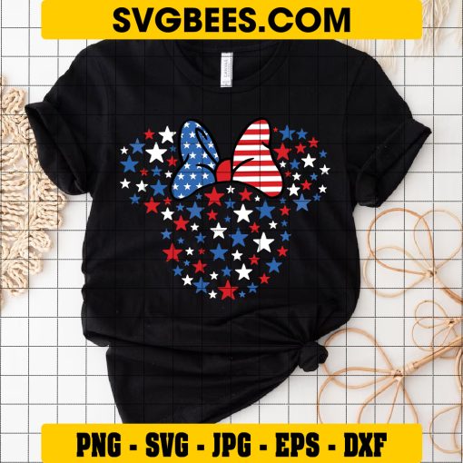 Mouse Head 4th of July Svg, America Mouse Svg Svg, Mouse Girl Svg on Shirt