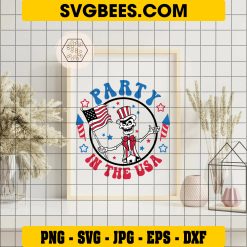 Party in the USA Svg, Funny 4th of July Svg, Distressed Flag Svg on frame