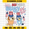 Retro Bluey 4th Of July SVG PNG, Bluey Bingo Red White SVG, 4th July Fireworks DXF SVG PNG EPS