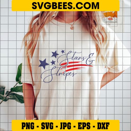 Stars and Stripes Svg, 4th of July Svg, USA Patriotic Svg on Shirt