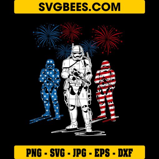 Stormtroopers 4th Of July SVG PNG, Star Wars Stormtroopers Fireworks SVG, American Flag Stormtrooper DXF SVG PNG EPS