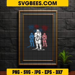 Stormtroopers 4th Of July SVG PNG, Star Wars Stormtroopers Fireworks SVG, American Flag Stormtrooper DXF SVG PNG EPS on Frame