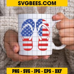 US Flag Flip Flops Svg, 4th of July Svg, Independence Day Svg on Cup