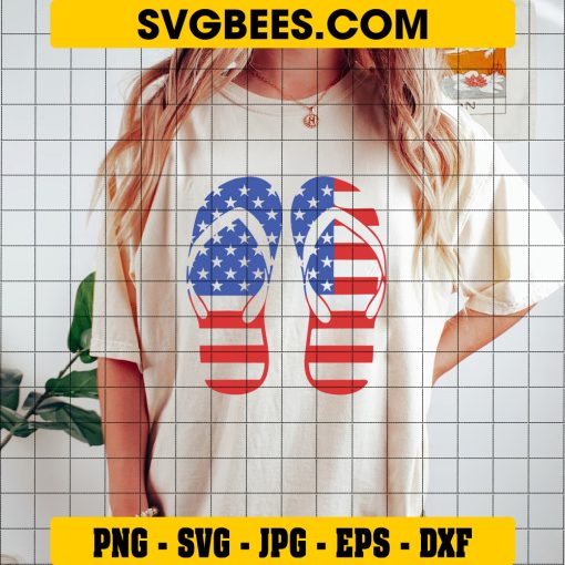 US Flag Flip Flops Svg, 4th of July Svg, Independence Day Svg on Shirt