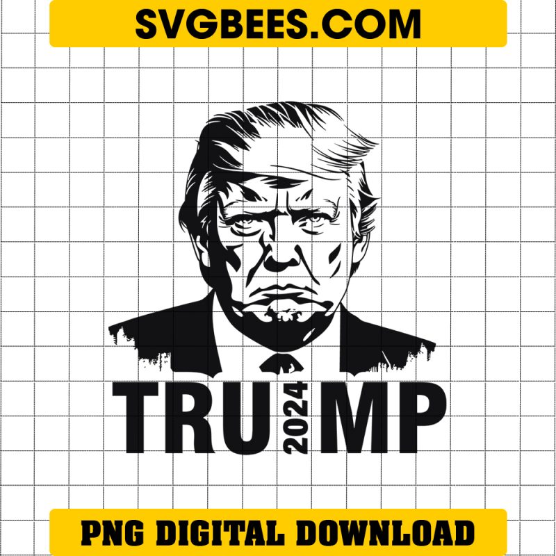 President Trump 2024 PNG, Trump 2024 Black White PNG, Instant Download