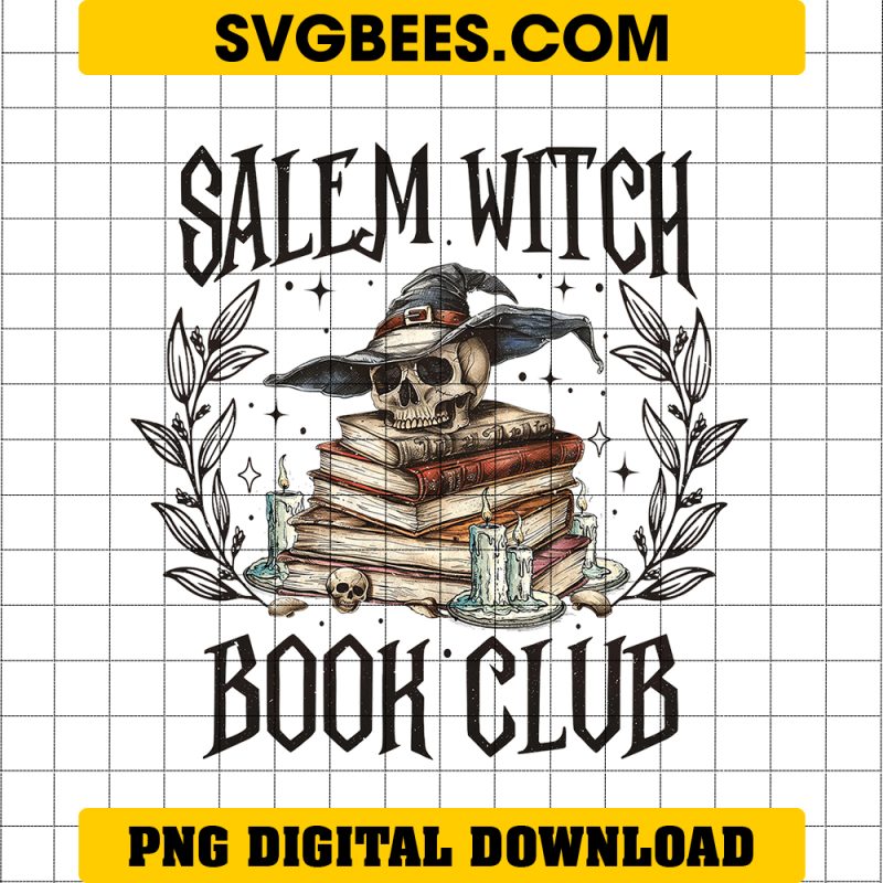 Salem Witch Book Club PNG Sublimation, Skull Halloween PNG, Halloween Sublimation design