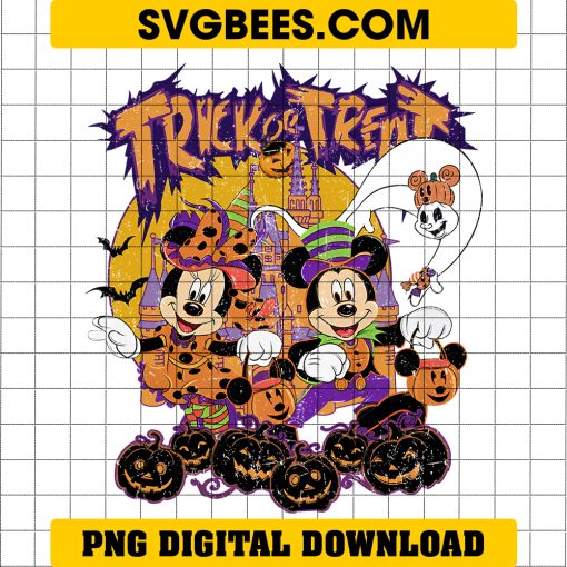 Trick Or Treat Mickey and Minnie PNG, Mickey Disney Halloween PNG, Mickey Halloween PNG