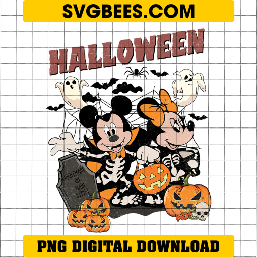 Disney Mickey And Minnie Mouse Halloween PNG, Disney Halloween Pumpkin PNG, Disney Characters Halloween PNG