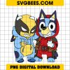 Bluey Stitch Deadpool Wolverine PNG, Bundle Deadpool Bluey Wolverine PNG