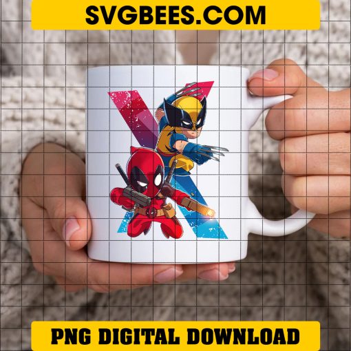 Chibi Deadpool X Wolverine PNG, Cute Deadpool And Wolverine PNG on cup