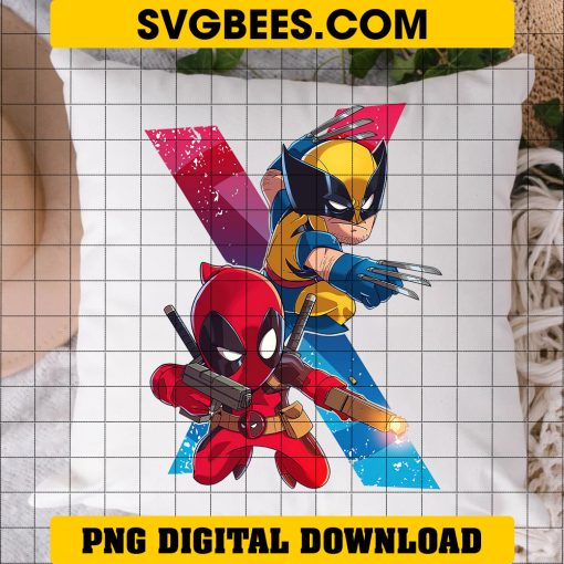 Chibi Deadpool X Wolverine PNG, Cute Deadpool And Wolverine PNG on pillow