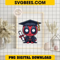 Cute Chibi Deadpool Graduation PNG, Superhero Graduation 2024 PNG on frame