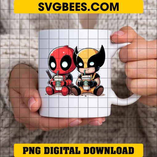 Deadpool And Wolverine Drink Starbucks Coffee PNG, Wolverine And Deadpool Coffee SVG on cup