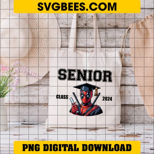 Deadpool Graduation 2024 PNG, Superhero Graduation PNG, Senior Class 2024 PNG on bag