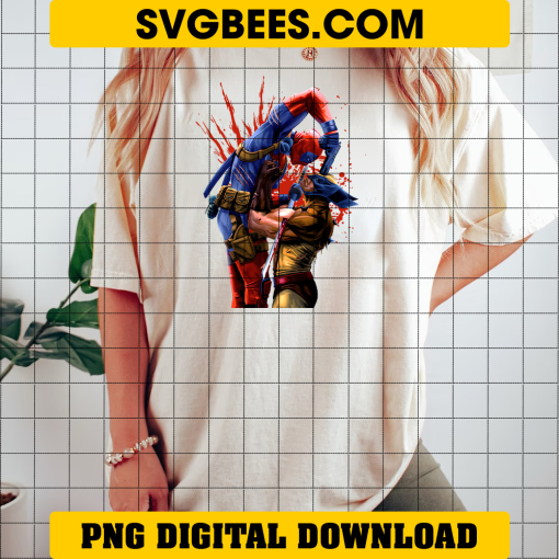 Deadpool and Wolverine Bloody PNG on shirt