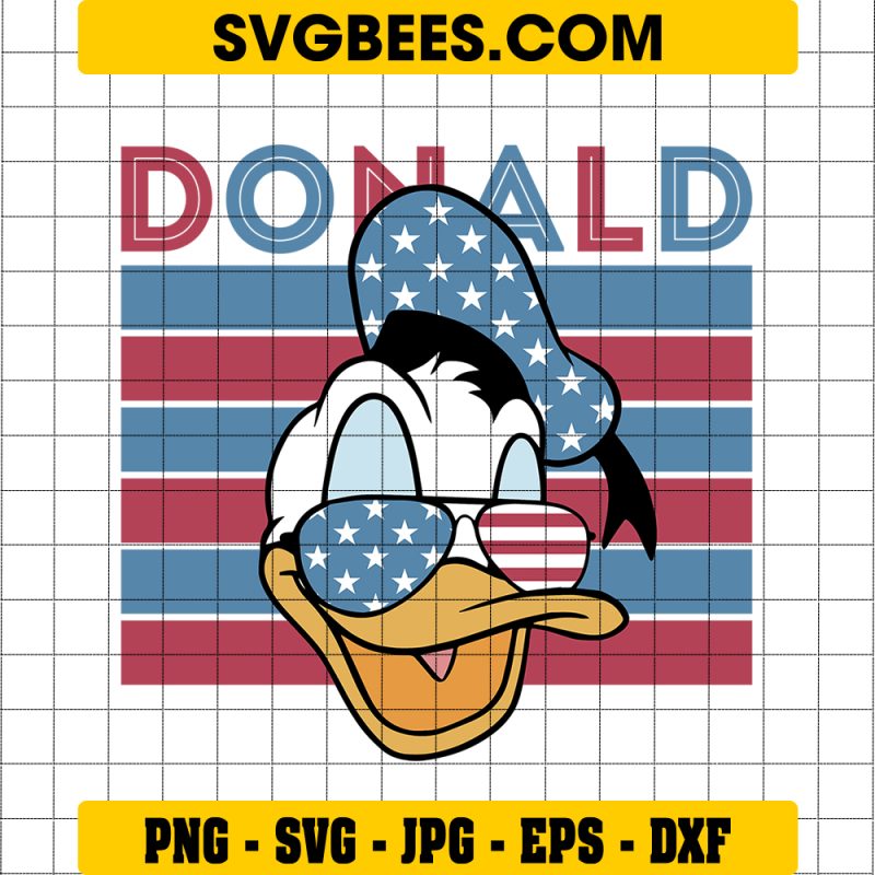 Donald Duck Face 4th of July Svg, Retro 4th of July Svg