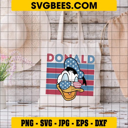 Donald Duck Face 4th of July Svg, Retro 4th of July Svg on bag