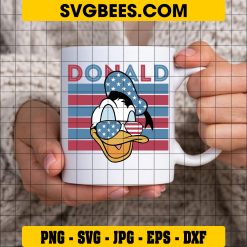 Donald Duck Face 4th of July Svg, Retro 4th of July Svg on cup