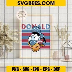 Donald Duck Face 4th of July Svg, Retro 4th of July Svg on frame