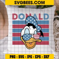 Donald Duck Face 4th of July Svg, Retro 4th of July Svg on pillow