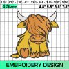 Highland Cow Embroidery, Baby Highland Cow Embroidery Design