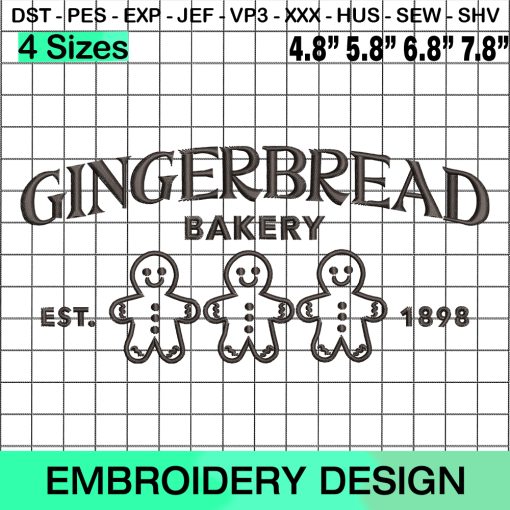 Gingerbread Bakery Est 1898 Embroidery Design