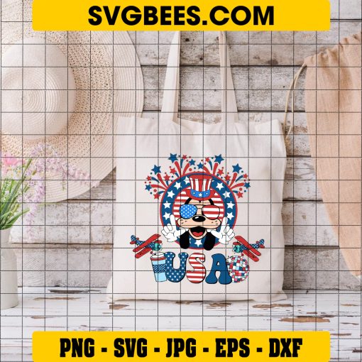 Goofy Face 4th of July Svg, Retro 4th of July Svg, America Svg on bag