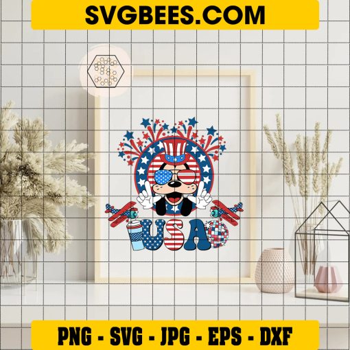 Goofy Face 4th of July Svg, Retro 4th of July Svg, America Svg on frame