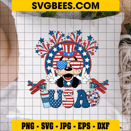 Goofy Face 4th of July Svg, Retro 4th of July Svg, America Svg on pillow