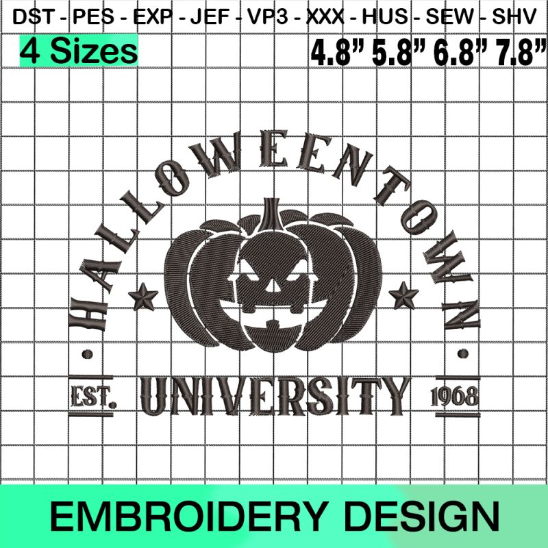 Pumpkin Halloweentown University Embroidery Design