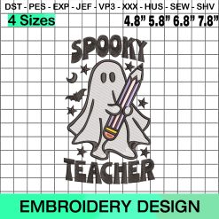 Spooky Teacher School Halloween Embroidery Design