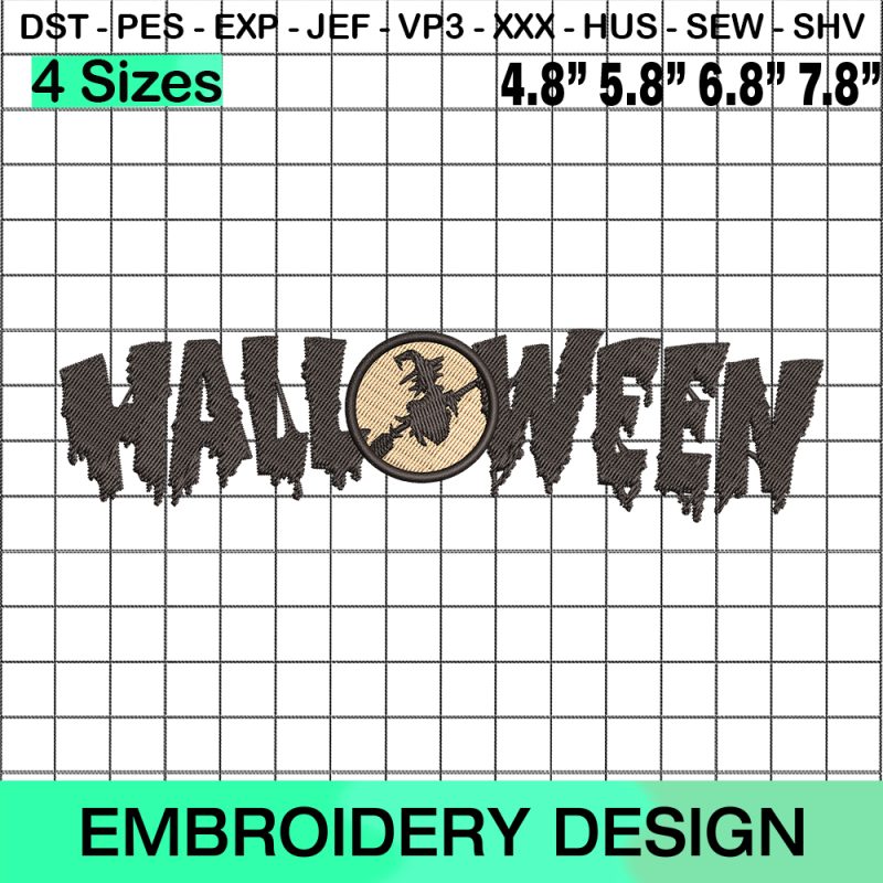 Halloween Witch Embroidery Design
