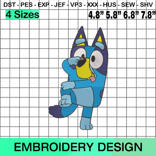 Bluey The Dog Embroidery Design