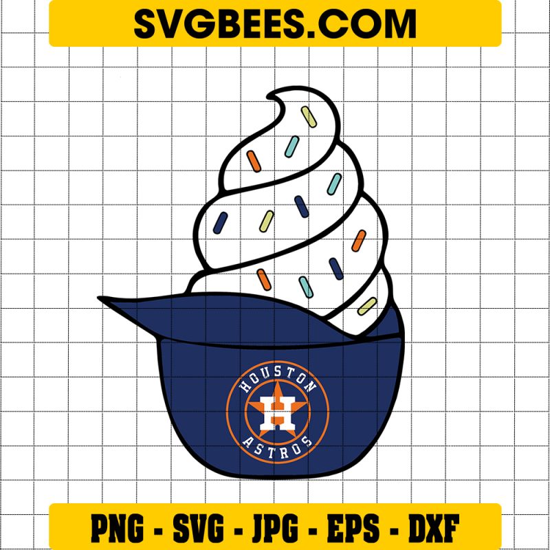 HOUSTON ASTROS ICE CREAM HAT SVG EPS DXF PNG FILE, DIGITAL DOWNLOAD, INSTANT DOWNLOAD