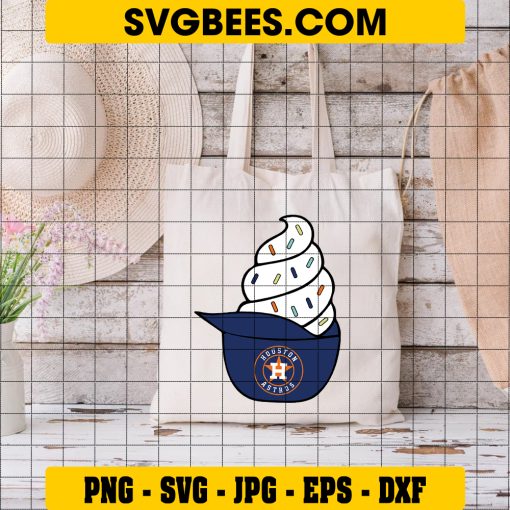 HOUSTON ASTROS ICE CREAM HAT SVG EPS DXF PNG FILE, DIGITAL DOWNLOAD, INSTANT DOWNLOAD ON BAG