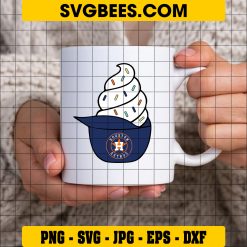 HOUSTON ASTROS ICE CREAM HAT SVG EPS DXF PNG FILE, DIGITAL DOWNLOAD, INSTANT DOWNLOAD ON CUP