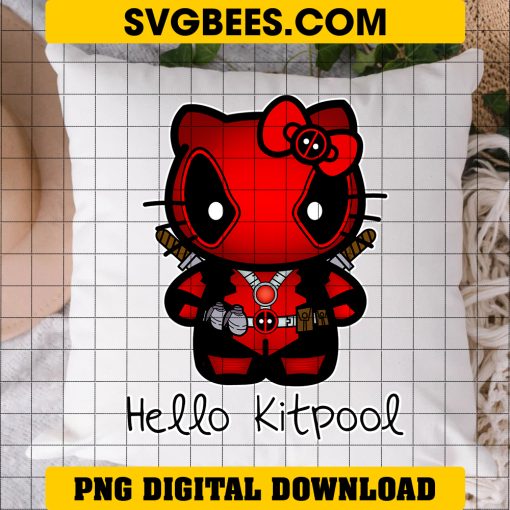 Hello Kitty X Deadpool PNG, Dead Pool Hello Kitty PNG ON PILLOW